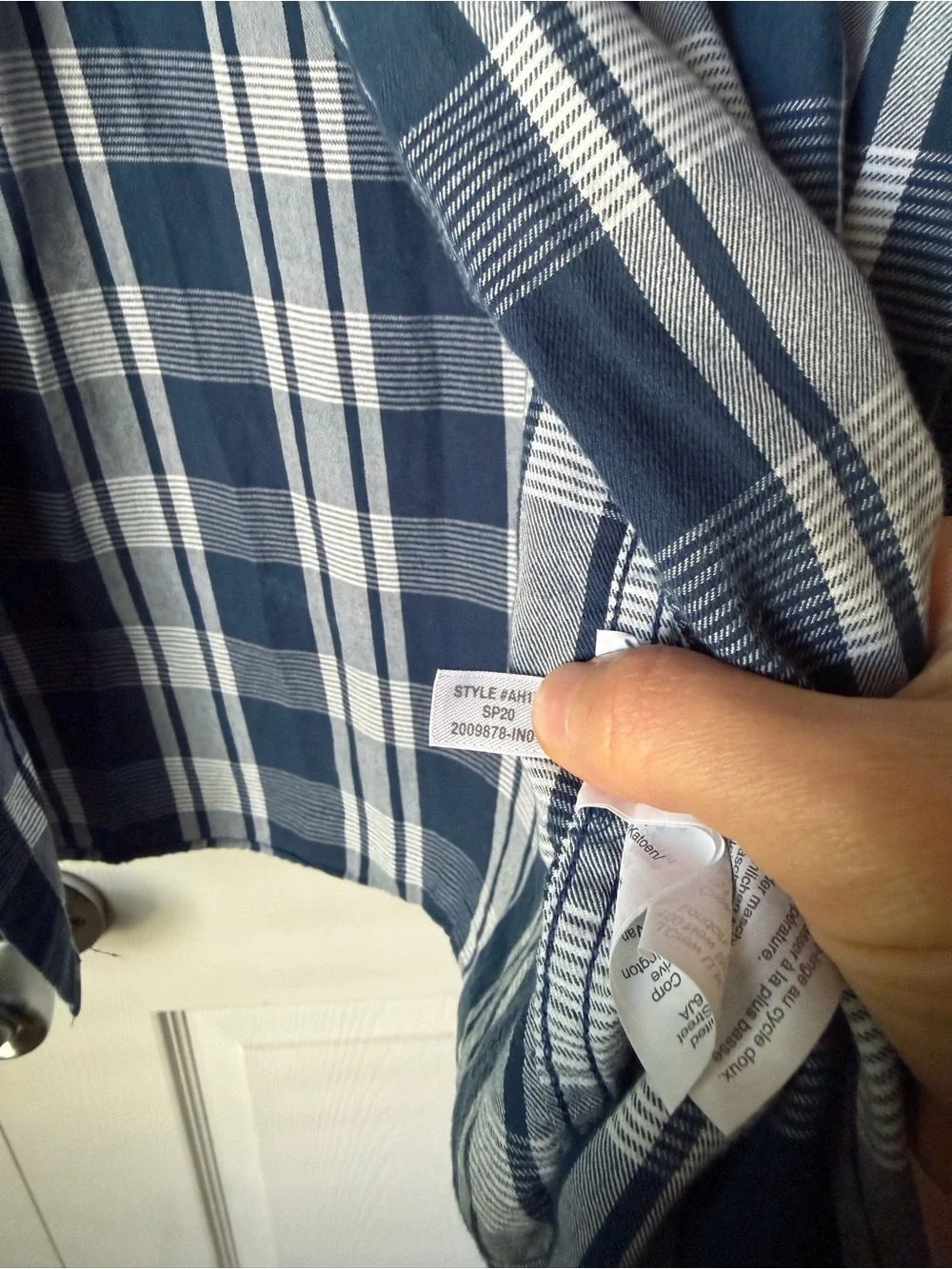 J. Crew Navy and White Plaid Button-Down Shirt